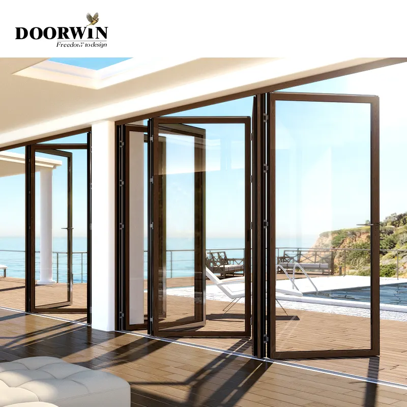 Doorwin Original prix usine système d'isolation thermique double triple vitrage aluminium coulissant écran pliant fenêtres et portes