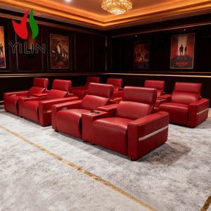 Canapé <span class=keywords><strong>inclinable</strong></span> électrique moderne YILIN deux places en cuir véritable avec appui-tête motorisé, port USB, lumière LED chauffante, cadre métallique et porte-gobelet rafraîchissant - Product Image 3