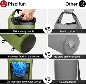 500D PVC Dry Sack Roll Top Bucket <b>Bag</b> with Mesh Pocket Bungee Compression Detachable Shoulder Straps for Rafting Fishing Canoe - Product Image 5