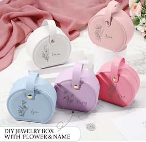 กล่องใส่เครื่องประดับพกพาหนัง PU สีชมพูขนาดเล็ก สำหรับแหวน ต่างหู สร้อยคอ กล่องเก็บเครื่องประดับสำหรับเดินทาง - Product Image 5