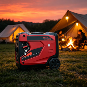 Générateur d'essence silencieux portable 3 kW avec démarrage électrique <span class=keywords><strong>et</strong></span> roues, groupe électrogène à essence refroidi par air pour le camping, le jardin, CE - Product Image 1