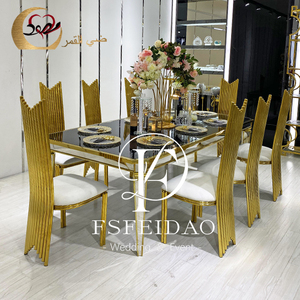 โต๊ะรับประทานอาหารกรอบสแตนเลสทำจากแก้วเฟอร์นิเจอร์ห้องรับประทานอาหาร - Product Image 4