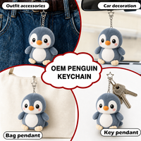 Porte-clés pingouin en peluche personnalisé 10 cm, mini breloque mignonne pour sac, oiseau marin en peluche, rembourré en coton PP, brodé