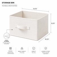 Panier de rangement pliable en tissu aspect lin avec poignée renforcée, panier de rangement ouvert pour placard, chambre, organisation de la maison