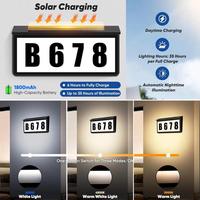 Lampe solaire LED pour numéro de maison, étanche IP65, à fixer au mur extérieur, pour numéro d'adresse, panneau lumineux pour jardin, porte d'entrée