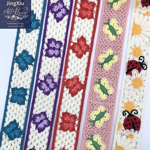 Ruban en dentelle de coton au crochet style bohème, motif <span class=keywords><strong>papillon</strong></span>, coccinelle, marguerite, pour accessoires de vêtements et sacs, vente en gros - Product Image 5