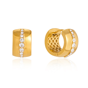 Orecchini a Cerchio Classici J&<span class=keywords><strong>D</strong></span> con Foglia di Strass, Placcati in <span class=keywords><strong>Oro</strong></span> 18K, Acciaio Inossidabile, Eleganti Orecchini a Foglia con Strass - Product Image 2