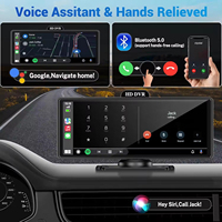 Pantalla Portátil Inalámbrica CarPlay de 10.26 Pulgadas Táctil IPS con Cámara Trasera 1080P y Dashcam, Monitor para Coche 2 en 1 con CarPlay y Android Auto