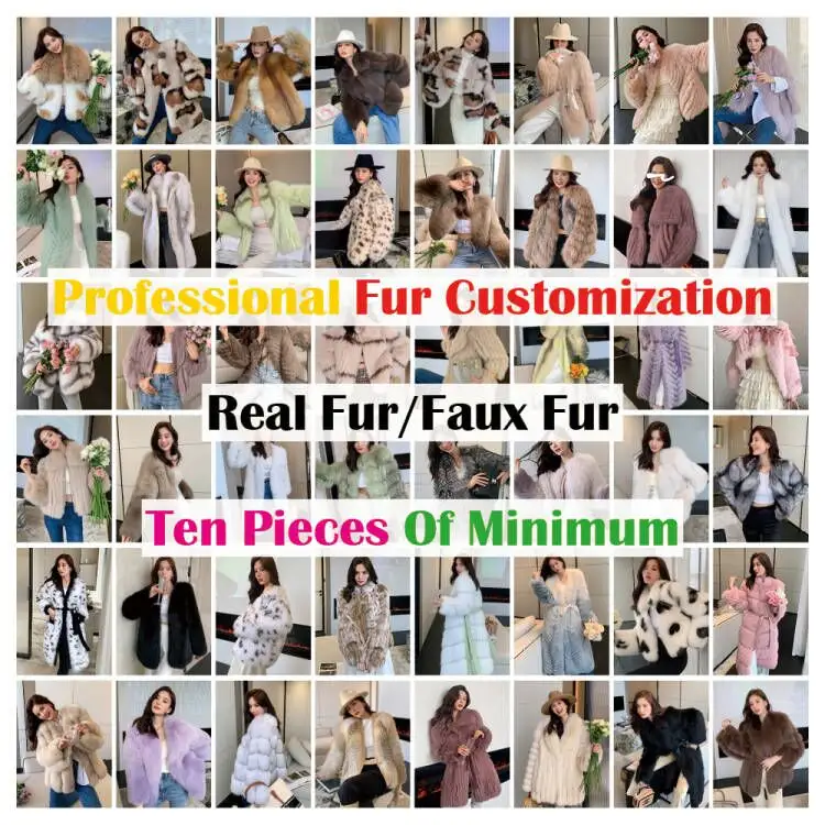 Özel yeni stil sıcak satış kadın tilki/rakun/tavşan/vizon kürk gerçek/taklit/el yapımı kürk ceket için özel renk ve boyut bayan ceket