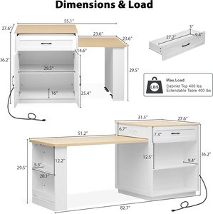 <span class=keywords><strong>Mesa</strong></span> de Comedor Extensible <span class=keywords><strong>para</strong></span> <span class=keywords><strong>Isla</strong></span> de <span class=keywords><strong>Cocina</strong></span> de 82 Pulgadas, con Capacidad <span class=keywords><strong>para</strong></span> 4-6 Personas, de Piedra Sinterizada Sintética, Bambú Ecológico, Diseño Moderno, Doble Tamaño, <span class=keywords><strong>para</strong></span> Hotel - Product Image 2