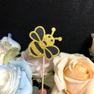 Décoration de Cupcake à paillettes New Bumble <span class=keywords><strong>Bee</strong></span>, Baby <span class=keywords><strong>Bee</strong></span> Gender Reveal Baby Shower Birthday Party Cake Decorations Supplies - Product Image 5