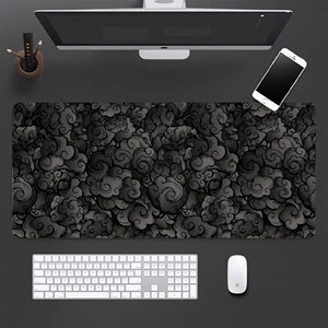 Alfombrilla de Escritorio Japonesa Negra con Diseño de Nubes, Alfombrilla de Ratón Extra Grande para Juegos, Superficie Lisa, Alfombrilla para <span class=keywords><strong>Teclado</strong></span> y Ratón, Impermeable - Product Image 2