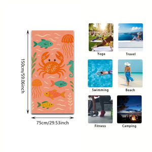 Toalla de playa con dibujos de cangrejos y peces pequeños, toalla extragrande de secado rápido, ligera y sin arena para viajes, piscina, camping - Product Image 4