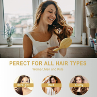 Brosse à cheveux ovale en bambou naturel avec coussin et technologie laser, logo personnalisé, ensemble de brosses démêlantes avec boîte pour femmes