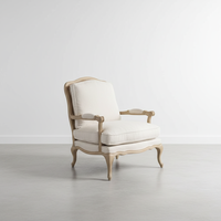Fauteuil en Bois Ancien de Ferme Française Tendance pour Salon, Meuble d'Appoint avec Repose-pieds