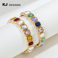 Bracelets en pierres précieuses colorées OEM ODM, bijoux de mode, bracelets vintage, bracelet tendance avec verre teinté pour femmes