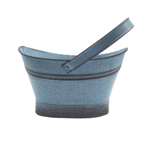 Perlengkapan Rumah & Taman Pot Bunga Logam Biru Desain Keranjang Rustic Galvanis, Pot Tanaman Sukulen, Vas untuk Balkon & Tanaman Herbal