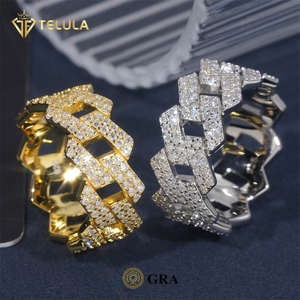 Cubaanse Moissanite Ring S925 Zilver vergulde GRA gecertificeerde Moissanite Pass Diamant Test Hip Hip Heren Moissanite Ring - Product Image 1