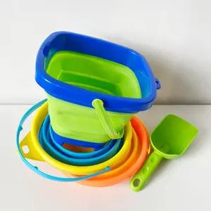 Bucket Mainan Plastik Portabel Anak, Ember Mainan Pantai Dapat Dilipat Set Plastik Lucu
