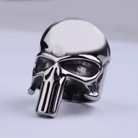Meilleure vente Anneau Skull Punisher en acier inoxydable sans ternissement pour hommes