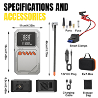 Démarreur de saut Compresseur d'air 12-24V Portable (9L Essence/8L Diesel) 150PSI Arrêt automatique Gonfleur de pneus Affichage numérique LED