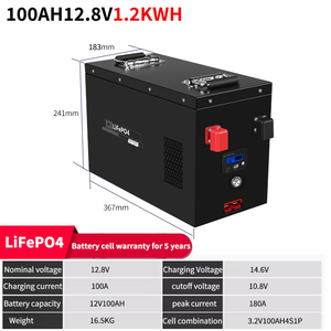 リチウム鉄リン酸電池<span class=keywords><strong>12V</strong></span> 100Ah LiFePO4ディープサイクルバッテリー1280Wh 100A BMS 5年寿命RVソーラーパネル用 - Product Image 2
