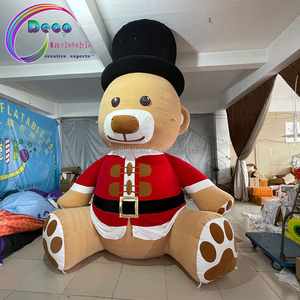 Decoración de Navidad inflable lindo oso inflable de peluche marrón oso inflable gigante de Papá Noel con sombrero negro - Product Image 3