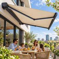 Système de parasol rétractable commercial avec structure de cassette électrique et cadre durable pour les restaurants, cafés et hôtels