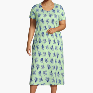 Camisón Estampado Bonito para Mujer, Vestido de <span class=keywords><strong>Dormir</strong></span> Informal de Manga Corta, Ropa de <span class=keywords><strong>Dormir</strong></span> Ligera y Cómoda, Vestidos Femeninos - Product Image 3