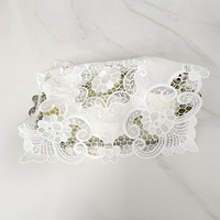 Applique en dentelle de polyester soluble dans l'eau, carrée blanche, broderie florale ajourée vintage, à coudre, 30cm 40cm, pour napperon/table/robe