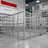 Clôtures en profilés d'aluminium, Enceintes de protection en alliage d'aluminium pour robots industriels, Garde-corps en aluminium pour entrepôts.