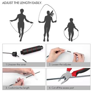 Cordes à <span class=keywords><strong>sauter</strong></span> YETFUL de haute qualité, à vitesse réglable, avec poignées lestées, en fil d'acier recouvert de PVC, pour entraînement fitness - Product Image 5