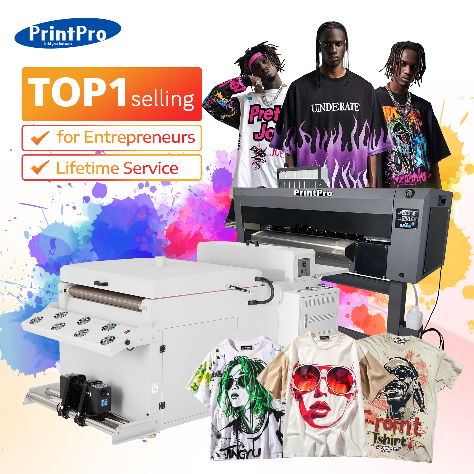 Printpro Hybrid 3D Thermal Transfer Digital Inkjet Printer Automatic Magazine Printers for Garment Factories Sale for Factories