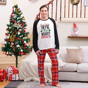 Nueva ropa navideña para niños, pantalones rojos a cuadros estampados con letras, mangas largas al hombro, transpirable, familia, Navidad, Paj - Product Image 4