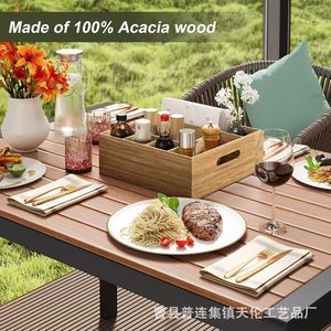 Wooden storage box, multi-compartment <b>kitchen</b> tableware and silverware sorting box, cutlery box, countertop ornaments, <b>paper</b> - Product Image 5