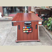 Table de billard NAIPNI, styles variés et tendance, en MDF, avec système de retour automatique des billes, poches en cuir, table de jeu multifonction 4-en-1