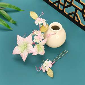 Nouveau design original 2025, accessoire de coiffure Hanfu rose dégradé fait main de haute qualité, pince à cheveux, ornement capillaire avec motif perforé - Product Image 3