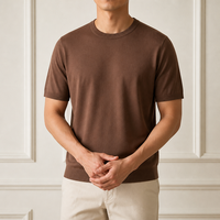 Pull en tricot personnalisé pour homme, col rond, manches courtes, mélange de laine, lavable en machine, fabrication OEM ODM, marque privée