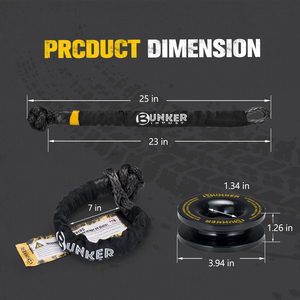 Kit de recuperación 4x4 de alta resistencia BUNKER INDUST, juego de grilletes blandos y anillos de recuperación UHMWPE, accesorios para cabrestante todoterreno con bolsa de transporte - Product Image 6