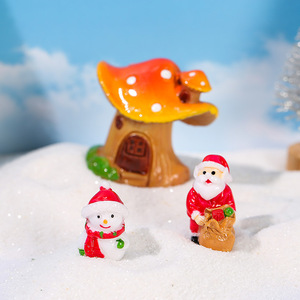 Santa Claus And Snowman Miniature Landscape Christmas Ornament Resin Indoor Decor <b>Accessories</b> - Product Image 3