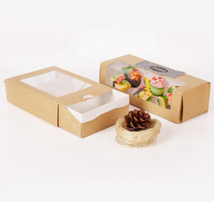 Boîte à biscuits en papier kraft personnalisée par le fabricant, récipient à collation réutilisable, boîte cadeau en papier pour dessert avec fenêtre transparente - Product Image 3