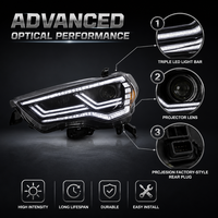 Phare projecteur double LED intégré pour Toyota 4Runner, résistant aux hautes températures, ABS, vente directe d'usine NAFU