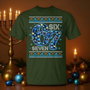 Camiseta Festiva de Hanukkah con Diseño de Dreidel y Suéter Feo, Números Seis y Siete (6 7) - Product Image 3