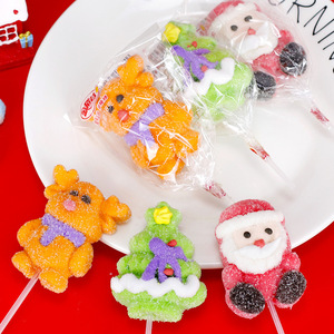 Bán Buôn Giáng Sinh Kẹo Vui Vẻ Santa Claus Phim Hoạt Hình Thiết Kế Trái Cây Marshmallow <span class=keywords><strong>Lolly</strong></span> <span class=keywords><strong>Stick</strong></span> Đóng Hộp Đóng Hộp Snack Quà Tặng Cho Trẻ Em - Product Image 2