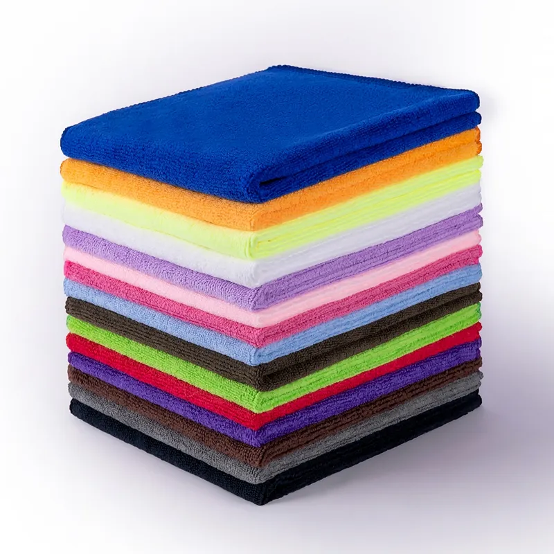 Fabriqué en Chine grand stock 10 serviettes de nettoyage en microfibre de couleur serviettes tricotées en chaîne pour la maison