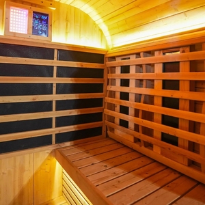 Sauna extérieur contemporain à infrarouge lointain en bois massif avec chauffage électrique et panneau de commande informatisé pour usage domestique - Product Image 5