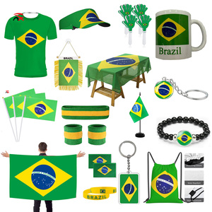 Custom Brazil Flag Design Product Brazil Souvenirs Decoration Flag Soccer Horn Hand Flag Hat for 2026 Football Game