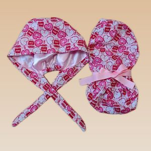 Gorros Quirúrgicos Personalizados con Logotipo para Enfermeras, Gorros con Estampado de Amor para el Día de San Valentín, Gorros con Cordón para Cola de Caballo, Forro de Satén, Gorros Quirúrgicos con Amarre Trasero - Product Image 2