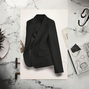 2025 automne hiver haute qualité décontracté petit costume veste Beige blanc à manches longues haut imprimé tricoté affaires <span class=keywords><strong>Blazer</strong></span> court - Product Image 2