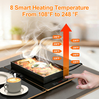 Plateau chauffant électrique pour aliments, surface en verre céramique, boîtier en acier inoxydable, 4-en-1, 10 réglages de température, minuterie, commande tactile